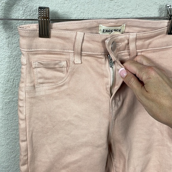 L’Agence Selma High Rise Bootcut Jeans Petal Coated Pink Sz 23 - Picture 3 of 13